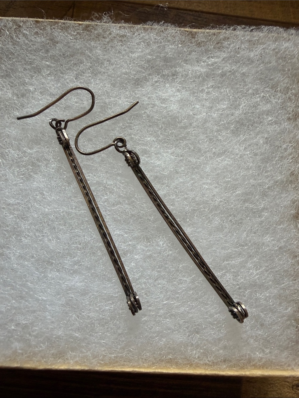 Long Dangle Vintage Silver-Tone Wire Drop Earrings